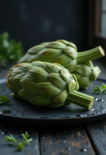 Foglie di carciofo fresche verdi e carnose