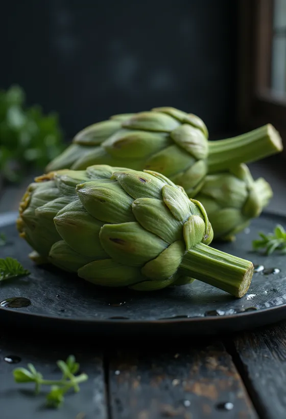 Foglie di carciofo fresche verdi e carnose