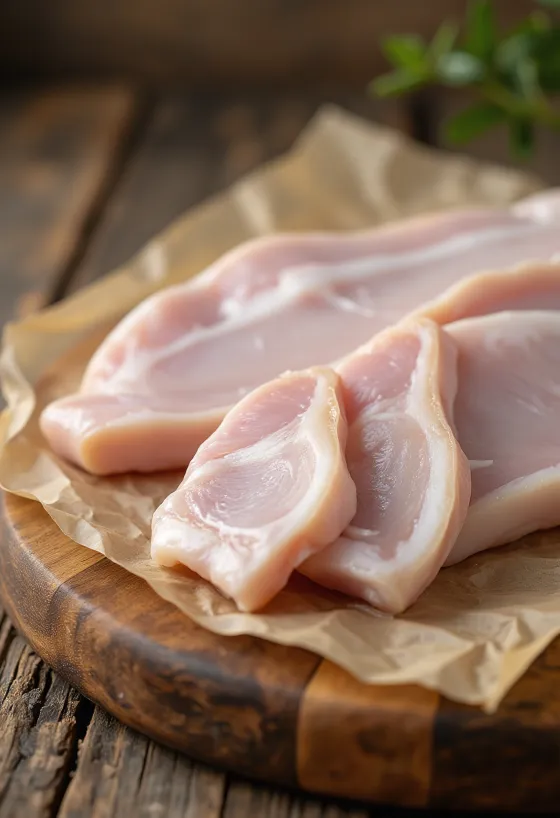 Cotenna cruda affettata su tagliere di legno, forma pulita e preparata