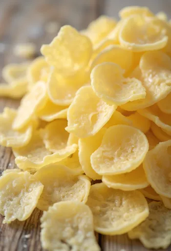 Fiocchi di patate disidratati in ciotola e cucchiaio di legno