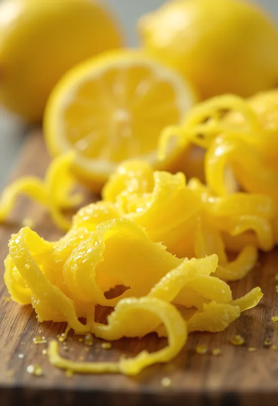 Scorza di limone grattugiata e a filetti con limoni freschi e miele