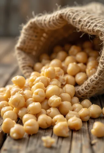 Ceci fotorealistici in ciotola e sparsi su tavolo rustico