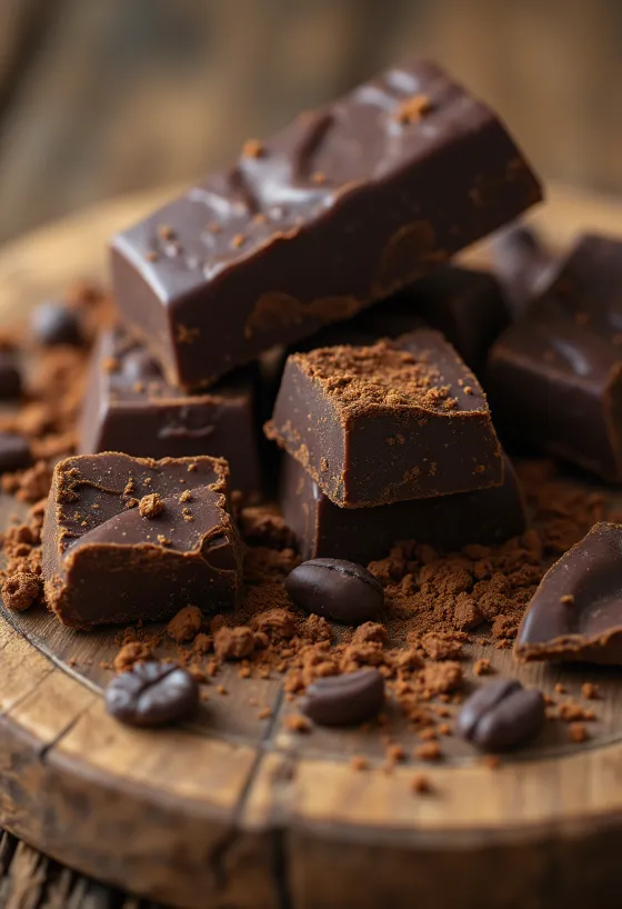 Cioccolato fuso, tavoletta fondente, cacao e scaglie per pasticceria