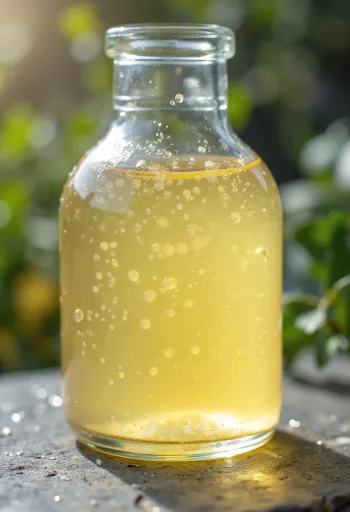 Ciotola con aceto e ingredienti base: mela, uva, riso