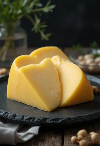 Formaggio Edamer a fette in ciotola di ceramica
