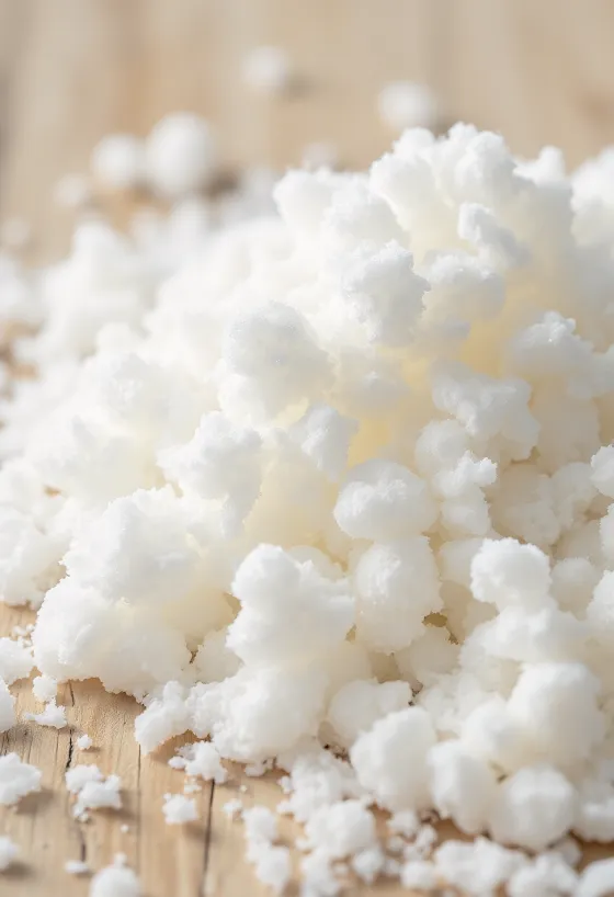 Eritritolo cristalli bianchi dolcificanti in ciotola con cucchiaio