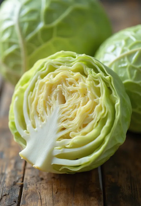 Cavolo cappuccio fresco su tagliere, luce naturale