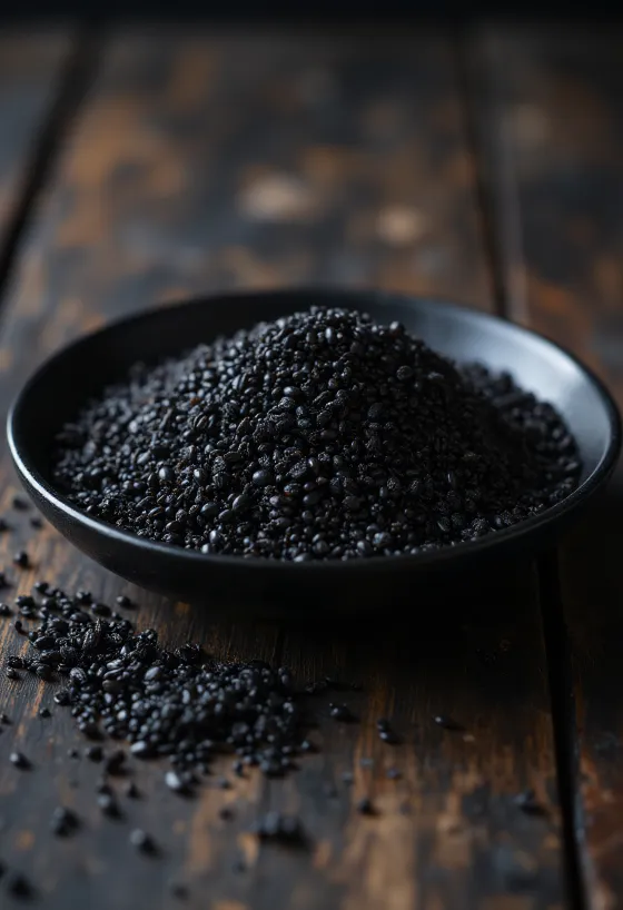 Semi di quinoa nera cruda dal colore intenso e texture definita