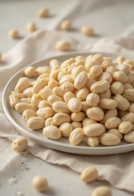 Confronto tra pinoli europei, siberiani e coreani su sfondo bianco