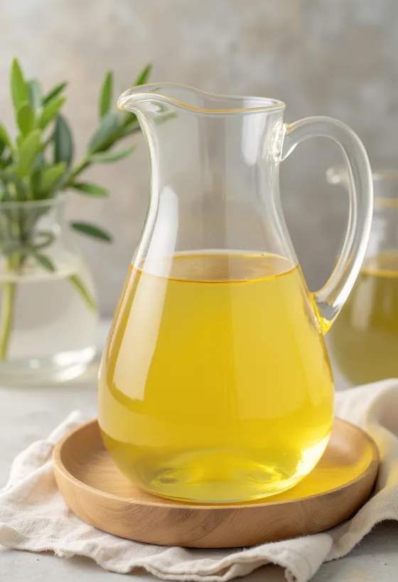 Olio di palma raffinato limpido in ciotola di vetro