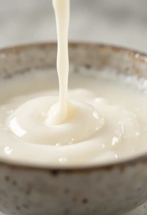 Bricchetto o ciotola di panna da cucina densa e bianca