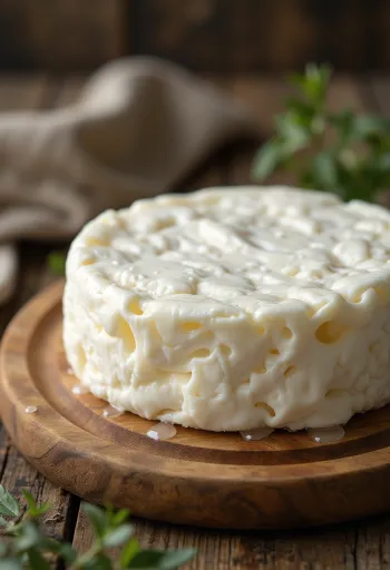 Formaggio fresco Gomolya in ciotola di ceramica su tavolo