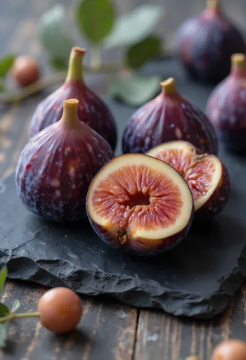 Fichi freschi e secchi tagliati a fette su superficie di legno rustica