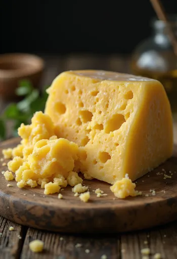 Scaglie di Grana Padano fresco in ciotola di ceramica