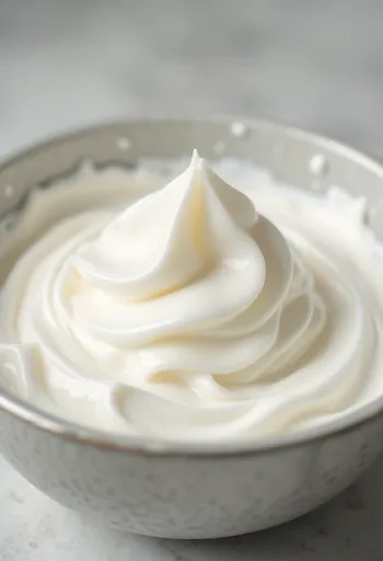 Bricco di panna fresca liquida e ciotolina con panna montata