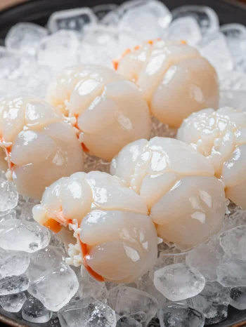 Astice fresco su tagliere rustico con limone e spezie