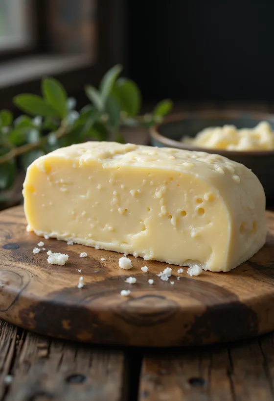 Burro di pecora cremoso in una ciotolina su superficie rustica