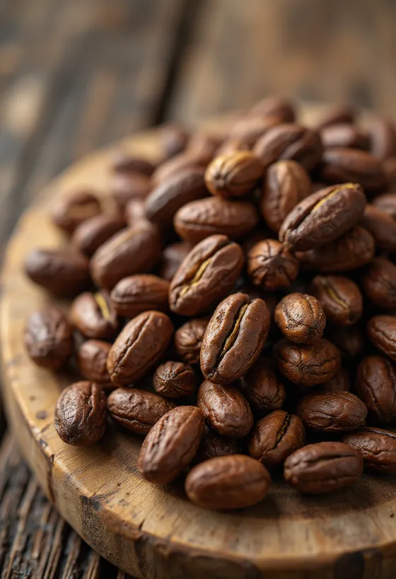 Fave di cacao fermentate ed essiccate con guscio rotto e granella su sfondo rustico
