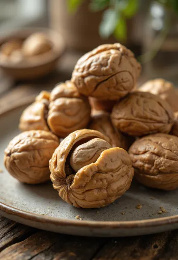 Gherigli di noce comune appena sgusciati in ciotola