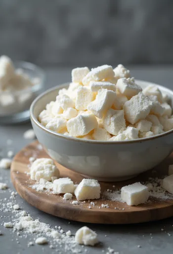 Amido di Kuzu in ciotola di ceramica e cucchiaio, con radici