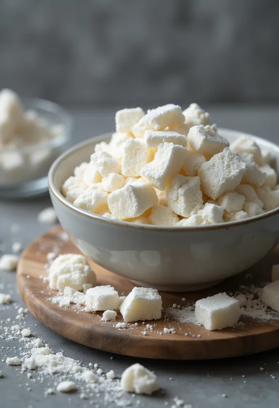 Amido di Kuzu in ciotola di ceramica e cucchiaio, con radici