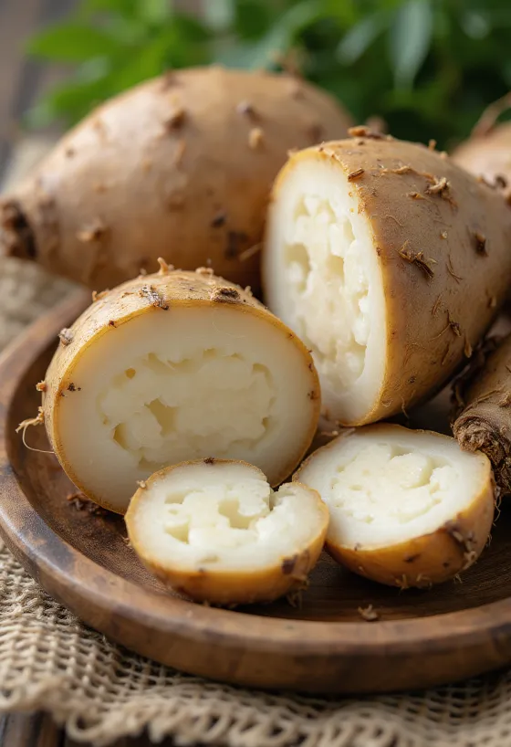 Radice di Malanga intera con buccia marrone e polpa soda