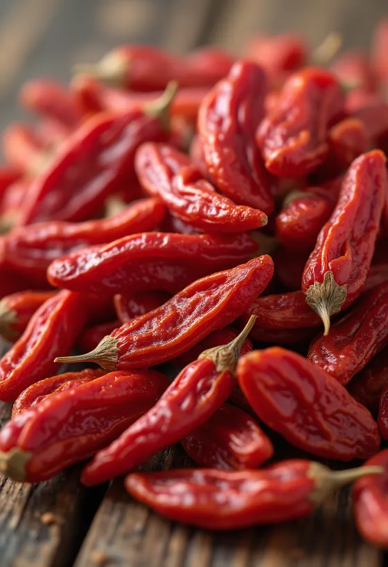 Bacche di Goji rosse essiccate in vasetto e sparse