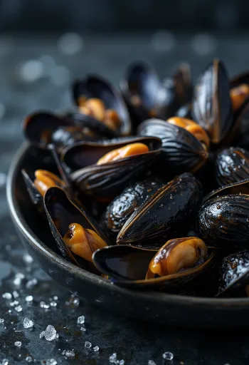 Carne di cozze fresche sgusciate pronte per la cottura