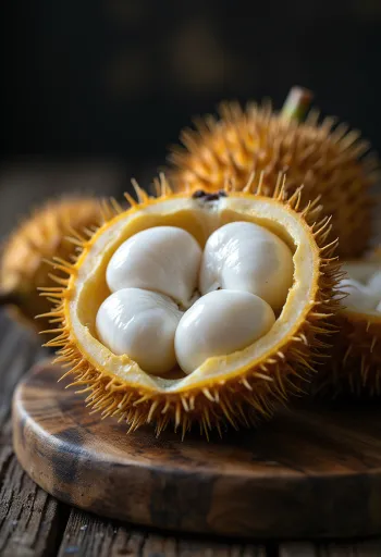 Polpa bianca e cremosa del frutto Marang pronta per essere gustata