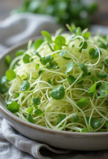 Germogli di senape freschi e piccanti su un piatto