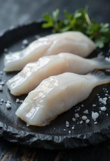 Filetto di Pollock d'Alaska crudo su tagliere