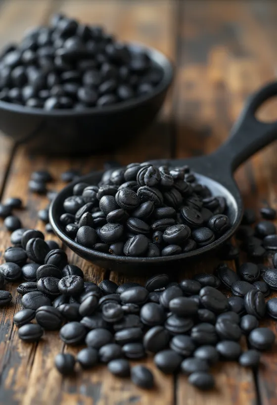 Semi di girasole neri con guscio, aspetto rustico e naturale