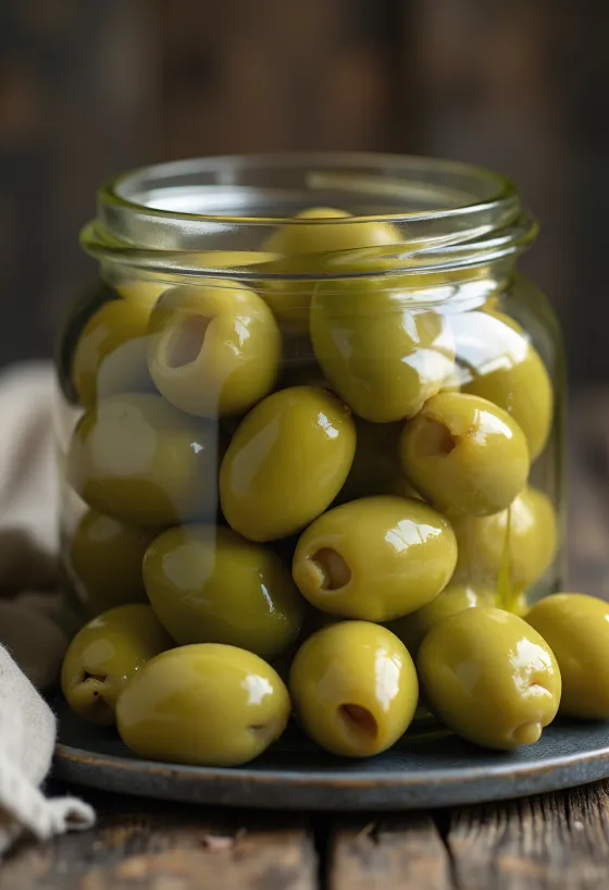Olive verdi fresche e sode in primo piano