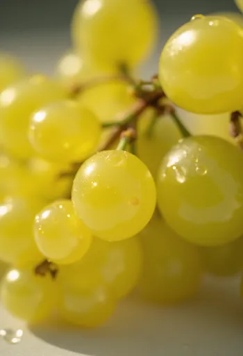 Grappolo di Uva Perla di Csaba con acini giallo-verdi luminosi