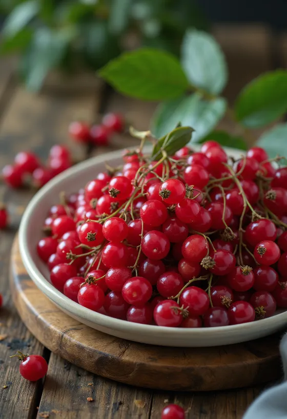 Grappoli di bacche di Sambuco Rosso, colore rosso brillante