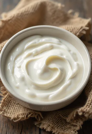 Yogurt bianco naturale cremoso in una ciotola