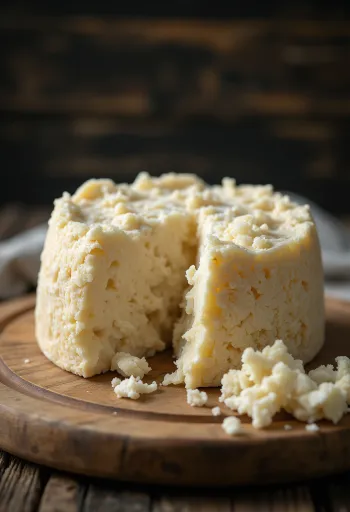 Formaggio Pecorino stagionato in ciotola di ceramica su tavolo
