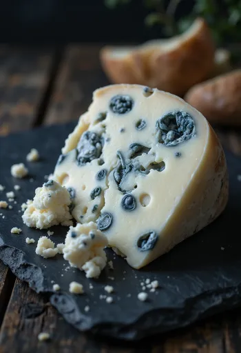 Trancio di formaggio Roquefort fresco in ciotola di ceramica