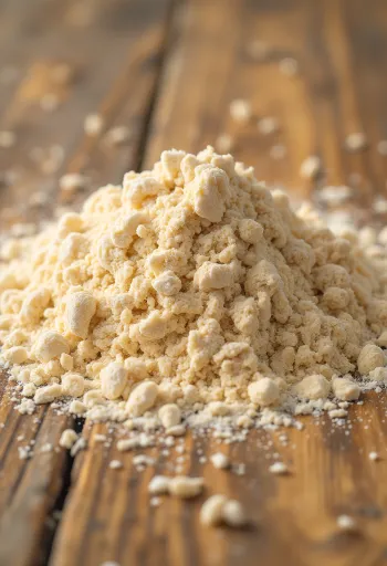 Farina integrale in ciotola rustica con grano sparso