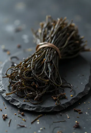 Alga Arame essiccata in filamenti scuri