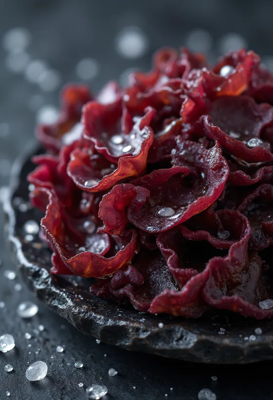 Alga Dulse essiccata dal colore rosso porpora