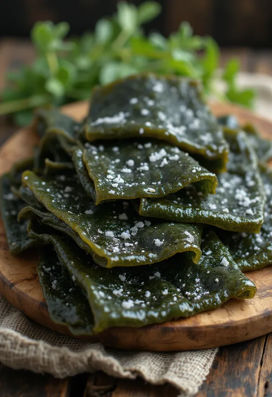 Foglie di Alga Kombu essiccata spesse e scure