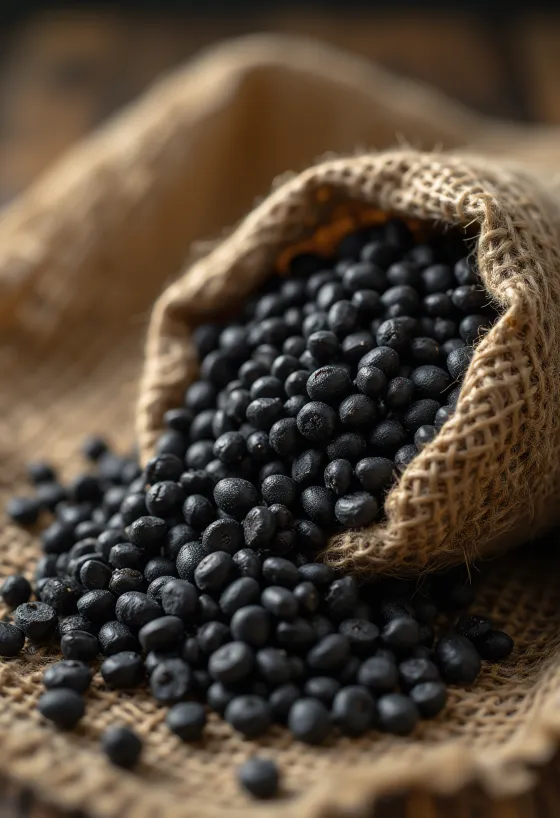 Semi di Urad Dal neri e secchi, texture dettagliata