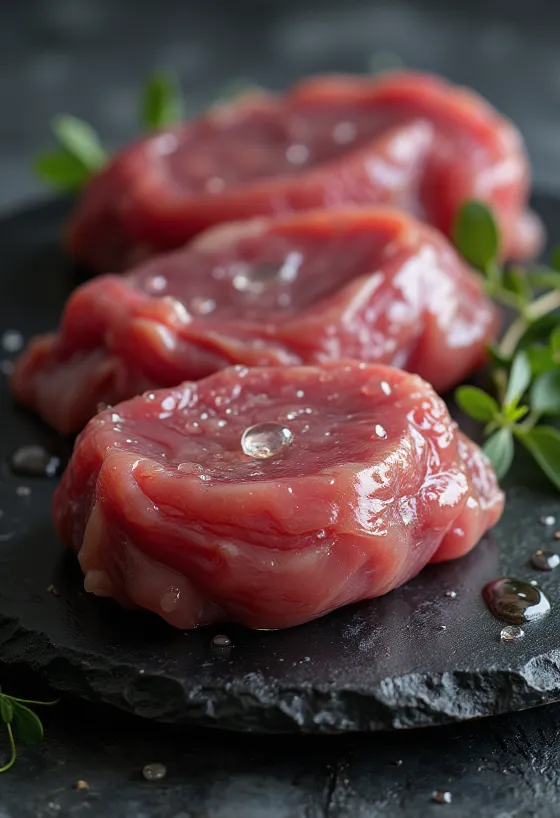 Petto e cosce di anatra selvatica crudi con spezie su legno