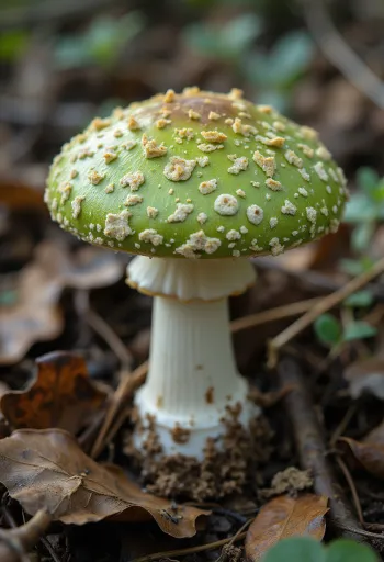 Colombina verde (Russula virescens) pulita e affettata in cucina
