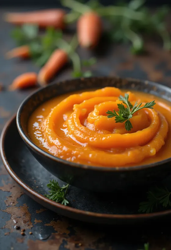 Salsa di carote e zenzero servita
