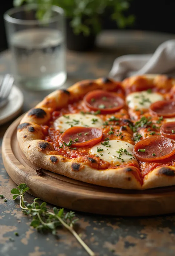 Pizza alla diavola classica servita