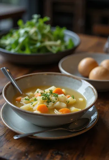 Zuppa di cavolo rapa vegana servita