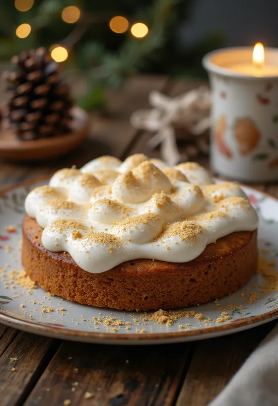 Torta speziata di Natale decorata con cannella e polvere d'oro