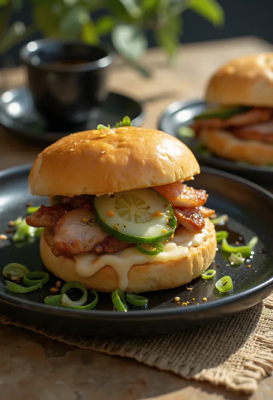 Bao bun con anatra alla pechinese servito